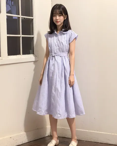 Purple Stripes Cap Sleeve Dress