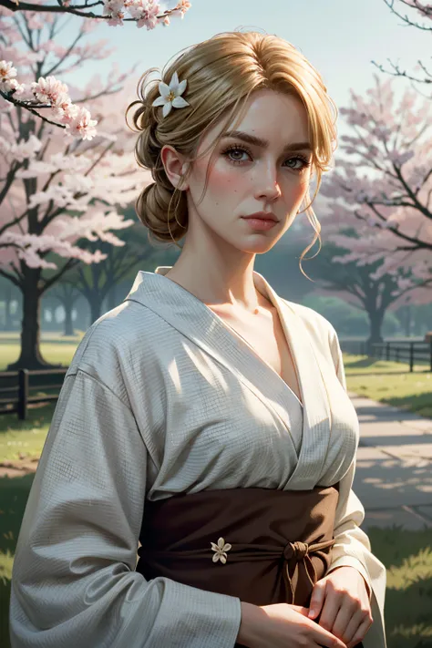 ((ultra detailed, masterpiece, absurdres))
 <lora:RDR2Sadie:0.8>
RDR2Sadie, 1girl, blonde hair, brown eyes, looking at viewer, yukata, japan, cherry blossoms, hair ornament