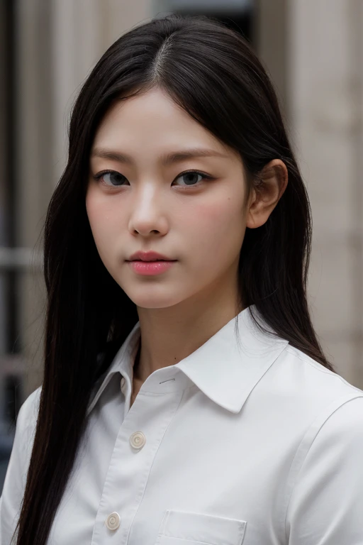 masterpiece, best quality, ultra-detailed, ultra high res, (photorealistic:1.4), raw photo, (realistic:0.2), 8k HDR, realistic lighting, 1girl, solo, looking at viewer, asymmetrical hair, (detailed pores), (detailed skin textures), (detailed face), (simple...