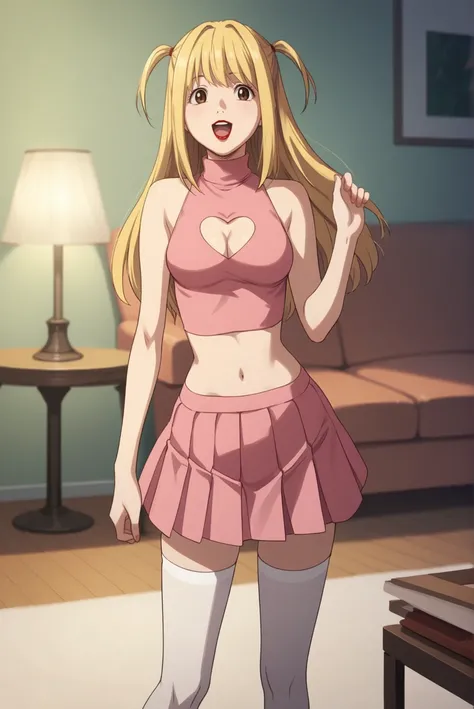 score_9, score_8_up, score_7_up, score_6_up, score_5_up, score_4_up, BREAK source_anime, 1girl, solo,
<lora:MisaMisaXL-v2-07:0.7>, ChopioMisaMisa, blonde hair, brown eyes, looking at viewer,
medium breasts, perky breasts,
long hair, two side up, red lipsti...