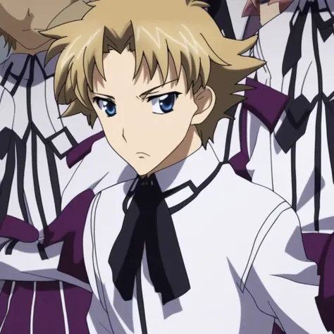 Genshirou Saji, Blonde Hair, Blue eyes, Short Hair, Parted Hair, School Uniform,