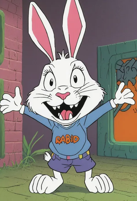 <lora:3D_Movie_Maker_XL:1.1> a screenshot from a 1990s Nickelodeon cartoon about rabid rabbits