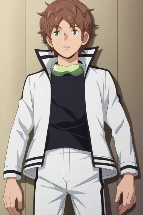 score_9, score_8_up, score_7_up, score_6_up, zPDXL2, detailed, intricate details,cowboy shot,best quality ,source_anime, male focus,
shun midorikawa, brown hair, green eyes, white jacket, black shirt, goggles around neck, 1boy, male focus, solo, lying, on ...