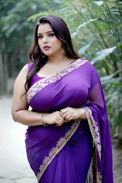 photo of beautiful bbw in purple saree<lora:EMS-413462-EMS:0.800000>