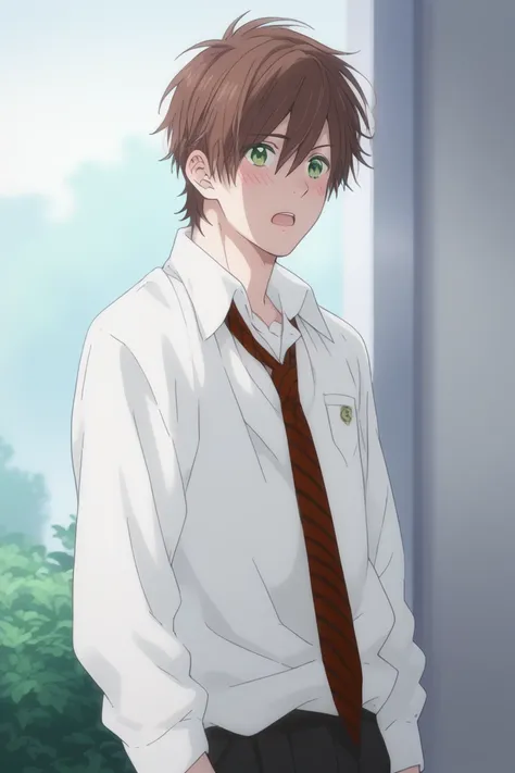 score_9, score_8_up, score_7_up, score_6_up, zPDXL2, detailed, intricate details,cowboy shot,best quality ,source_anime, male focus,
takashi toono, brown hair, green eyes, 1boy, male focus, solo, school uniform, necktie, blush, open mouth, parody, striped ...