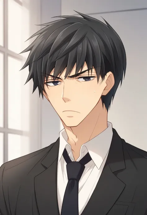 score_9, score_8_up, score_7_up, source_anime, highly detailed, 
miyagi, 1boy, male focus, necktie, formal, solo, suit, black hair, black eyes, upper body, black necktie, shirt, white shirt, collared shirt, annoyed,
indoor,