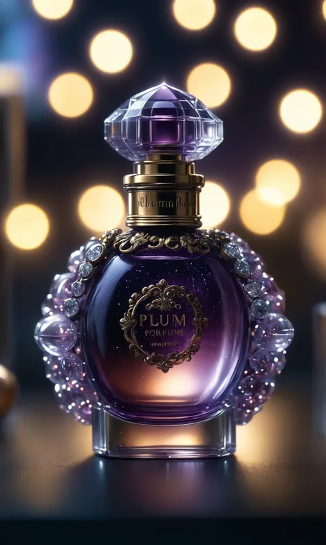 extremely detailed, extreme closeup, old perfume bottle, plum glowing glass, tons of sparkling tiny lights, sharp focus, bokeh, hires, <lora:Art_Deco_Style_SDXL:0.7> <lora:SDXLFaeTastic2400:0.6>