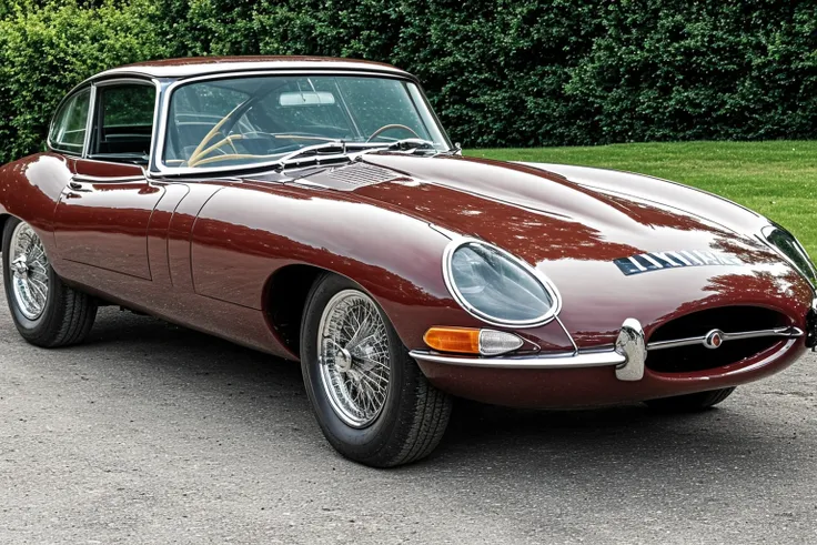 Jaguar E-type (roofed) - British sports car