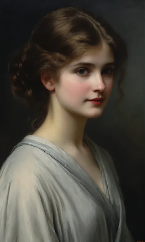 masterpiece, portrait of a woman by albert lynch, abbott handerson thayer, highly detail, best quality,  hairdetail