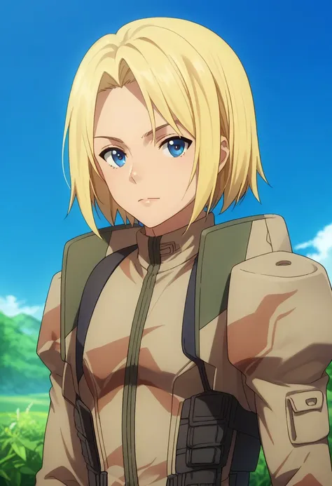 score_9, score_8_up, score_7_up, source_anime, highly detailed, 
quenser, solo, blonde hair, military, uniform, 1boy, military uniform,
male focus, upper body, brown uniform, looking at viewer,
outdoor, sky, blue sky,