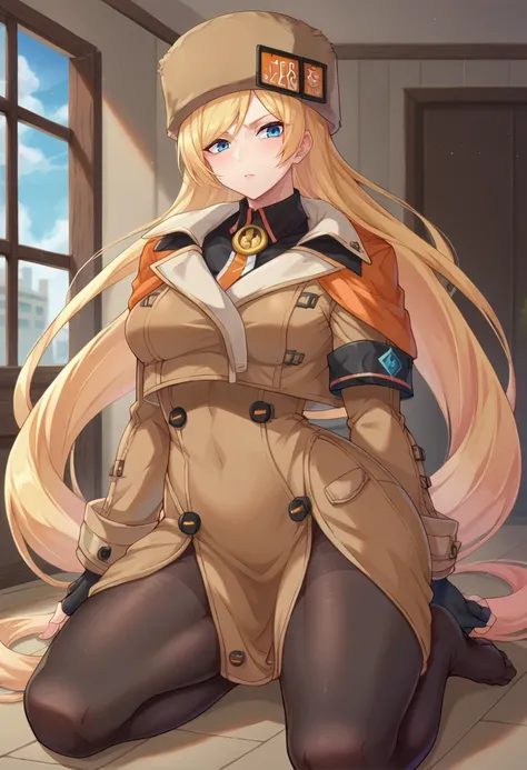 score_9,score_8_up,score_7_up BREAK <lora:MilliaRage:1>,MilliaRageSDXL,1girl,long hair,blue eyes,blonde hair,gloves,hat,very long hair,jacket,pantyhose,black gloves,fingerless gloves,coat,black pantyhose,brown coat,fur hat,ushanka,cowboy shot,room,room bac...