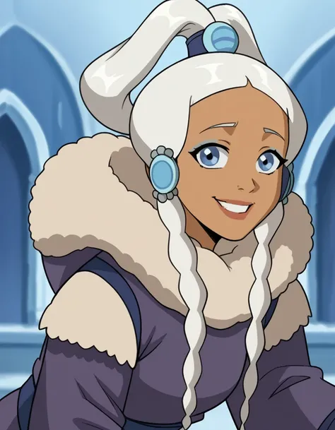 score_9, score_8_up, score_7_up, source_anime, <lora:princess-yue-book1-ponyxl-lora-nochekaiser:1>, princess yue, long hair, blue eyes, ponytail, white hair, dark skin, dark-skinned female, makeup, sidelocks, hair ornament,, fur trim, hood, hoodie, long sl...