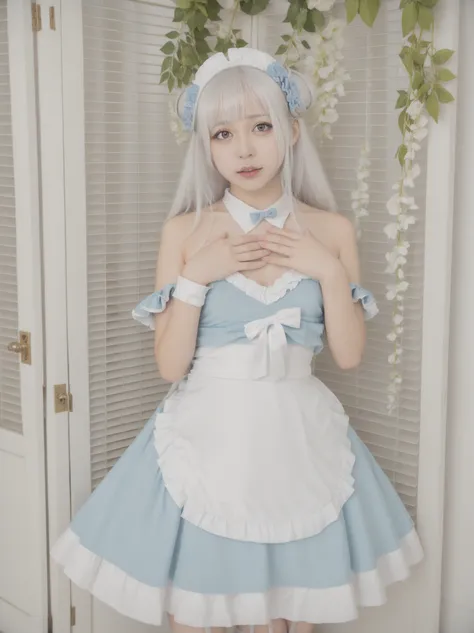 maid blue dress cosplay