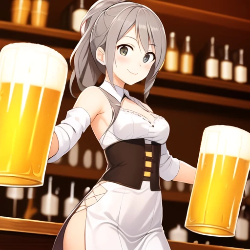 cute girls serving beer in a bar maiden outfit