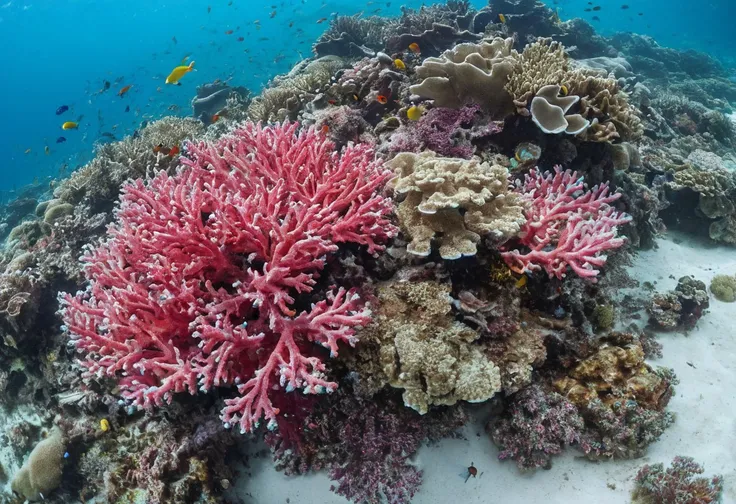 (absolutely highly detailed underwater photo)
colorful coral reef environment, the ground is white sand, wide shot,  establishing shot, fish, sea floor, volumetric light, deep water, a few red soft corals
(best quality, incredible detail, ultra high skin d...