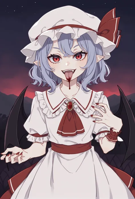 by ushiyama ame, by kame \(kamepan44231\),  masterpiece, best quality,
1girl, remilia scarlet, ascot, bat wings, collared shirt,...