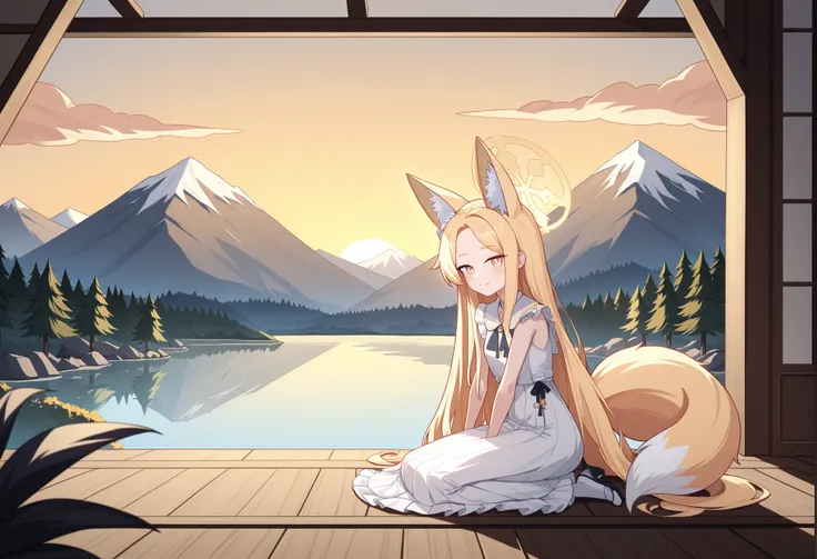 by kate fox, masterpiece, best quality,
1girl, seia \(blue archive\), fox girl, fox ears, fox tail, animal ear fluff, blonde hai...