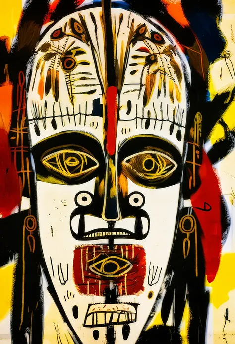 bbuk style, a Tribal ritual mask, close-up, abstract