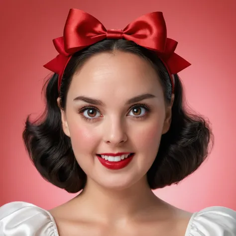 Hyperrealistic art of  <lora:detailed_notrigger:0.3>
 <lora:facial expression style v2:0.1>
 <lora:txbeachlovers:1> txbeachlovers
surprised facial expression of a surprised cartoon snow white with a red bow, movie themed, sharp, detailed skin, epic cinemat...