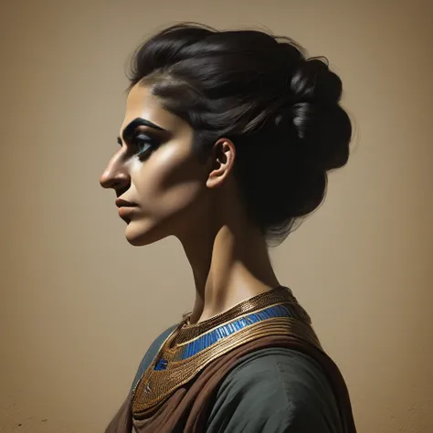 1girl, habiba, profile portrait, desert background