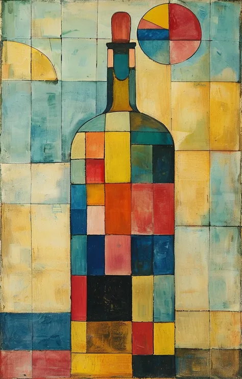 masterpiece,best quality,<lora:tbh325-sdxl:0.9>,illustration,style of Paul Klee, A bottle of perfume in garden