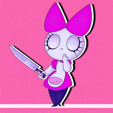 Bye-bye kitten, holding a knife