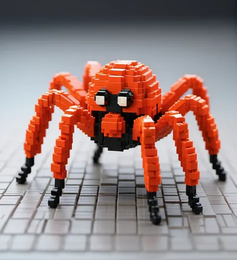 Lego pixel art,toy,3d model,detailed,playful,creativity,fine craftsmanship,childhood,hobby,indoor,studio lighting,<lora:å¾®ååç´ -000009:0.6>,Spiders,