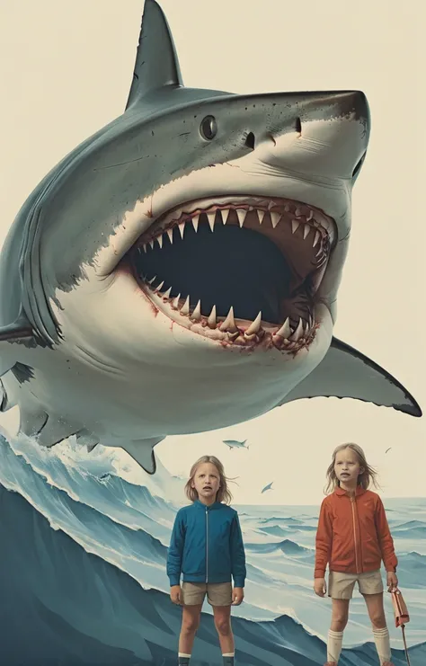 masterpiece,best quality,<lora:tbh336-sdxl:0.6>,illustration,style of massive Swedish shark portrait of family