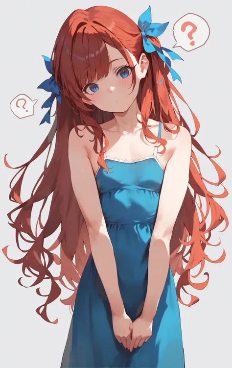 score_9, score_8_up, score_7_up, masterpiece, best quality,  1girl, solo, long hair, blue eyes, dress, ribbon,  hair ribbon, transparent background, v arms, blush, head tilt, cowboy shot, :o, blue dress,   red hair, looking at viewer, very long hair, flat ...