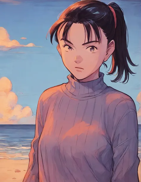 score_9, score_8_up, score_7_up,score_6_up,high resolution,source_anime,n4a0kistyle,1girl,beach,black hair,ponytail,sweater,volumetric lighting,rim lighting,dof,dramatic shadow,looking at viewer,upper body,dynamic pose,looking at viewer,pov,front view,stan...