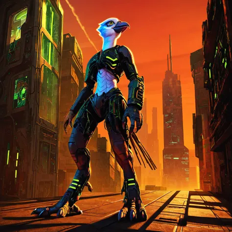 score_8_up. score_7_up, score_9, BREAK standing, <lora:DAGASI_Style_Pony:0.75>, dagasi_style, bird, beak, purple, talons, digitigrade, scenery, cyberpunk, outdoors, building, <lora:Borg_World_Morph_PONY:1>, borg, science fiction, machine, cable, city, city...