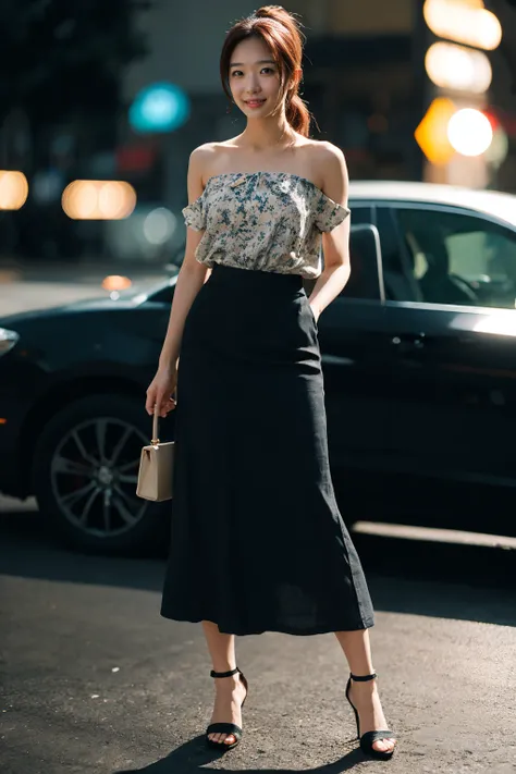 play-doh style (((Edgy Summer Statement with a Printed Blouse and Black Skirt:
Embrace your individuality with ((a vibrant printed linen blouse))and a simple black linen long skirt. Add a stylish bare shoulder and sleeveless to complete the look and showca...