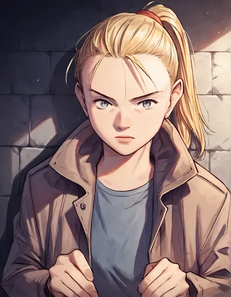 score_9, score_8_up, score_7_up,score_6_up,high resolution,n4a0kistyle,eva,1girl,castle,blonde hair,ponytail,coat,volumetric lighting,rim lighting,dof,dramatic shadow,looking at viewer,upper body,dynamic pose,looking at viewer,pov,front view,laying down