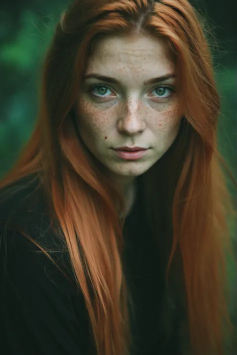 (score_9,score_8_up,score_7_up:0.5), photo (medium), cinematic, analog, 8k, depth of field, 8k, portrait, full body, 1girl, green eyes, long hair, freckles