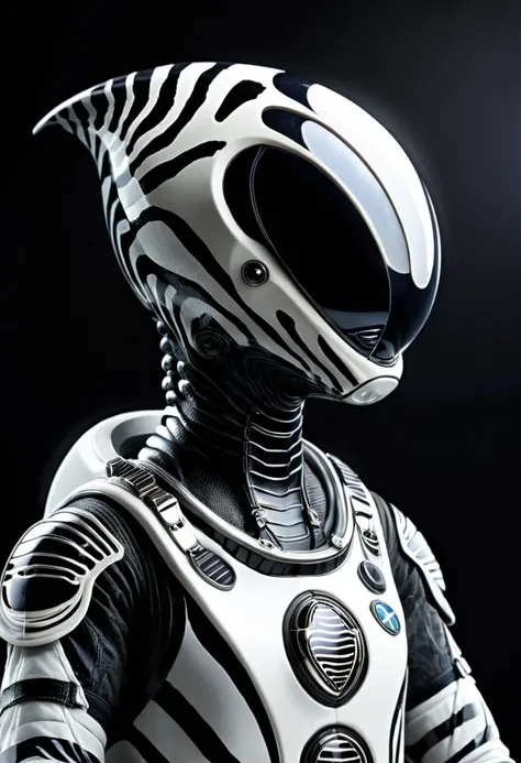 zebraworld, portait of a smart alien,  spacesuit