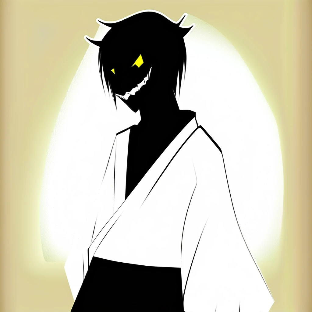 teenage, SMILE, dnd character, Demon, paint, Oniborn, monochrome, colored picture, COLORED PICTURE, yellow eyes, demon