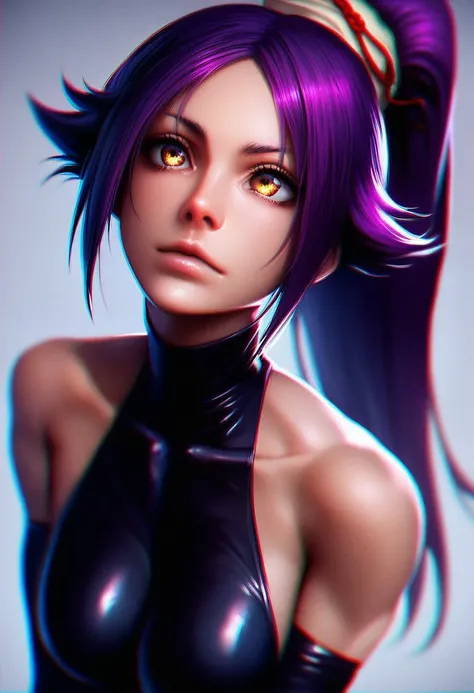 score_9_up, score_8_up, score_7_up, source_anime, masterpiece, perfectly detailed, detailed face, detailed eyes, beautiful eyes, solo, intricate details, source_anime, chromatic aberration, half-closed_eyes, 1girl, bleach, shihouin yoruichi,  breasts,  leo...