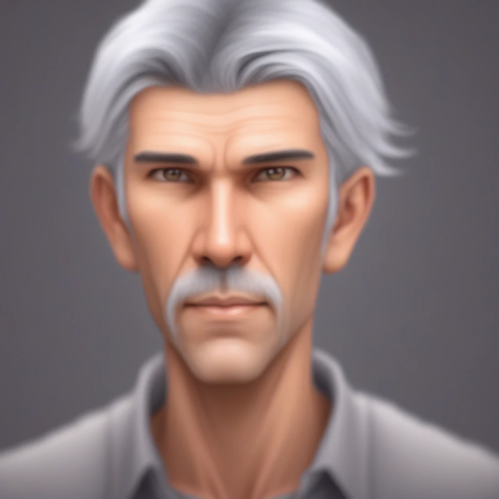 grey hair, shirt, blurry, 1girl, male focus, old, closed mouth, straight-on, black hair