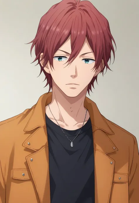 score_9, score_8_up, score_7_up, source_anime, highly detailed, 
tomoya, 1boy, solo, male focus, red hair, blue eyes, shirt, black shirt, jacket, orange jacket, pants, upper body