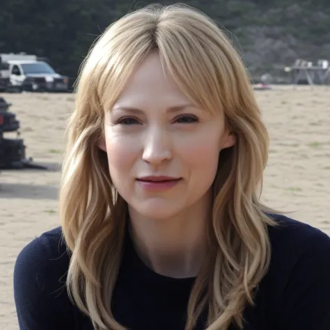 Beth Riesgraf on a movie set