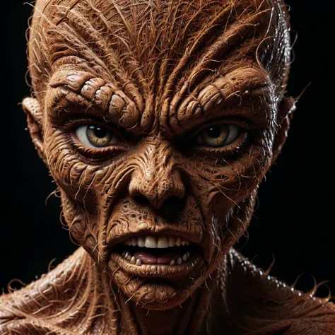 pamcocomat close-up-portrait of alien face,angry, super high details, skin details, pores, wet skin, scale, sharp teeth, ultrarealistic, studio lightning, black backgroundfull depth of field and realistic textures,highly detailed,masterpiece,high quality, ...