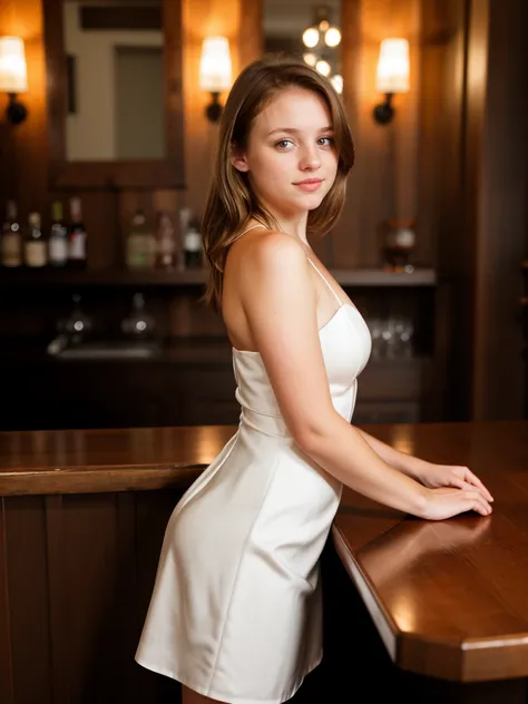 RAW photograph, tv_Lara_Mycroft_MXAI
BREAK
wearing aan elegant silk coctail dress, flirty smile, in an elegant dimly lit cocktail bar, shot from the side
 BREAK, (((Ultra-HD-details, Ultra-HD-detailed, Ultra-HD-realistic, Ultra-HD-photo-same-realistic-qual...