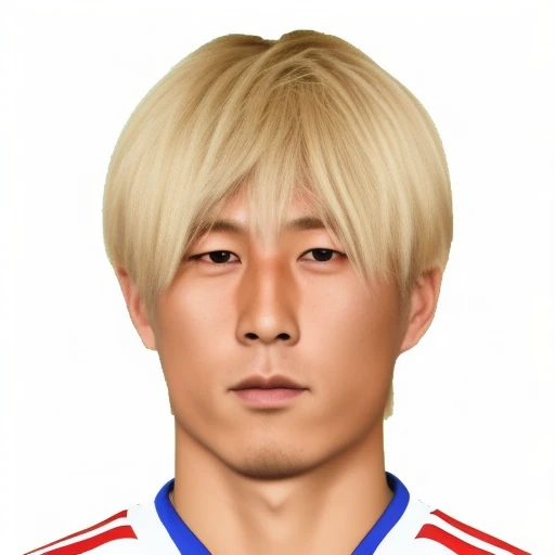 Japanese male footballer with blonde hair