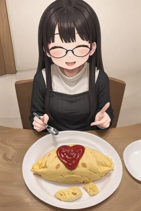 オムライス❤ Draw a heart with ketchup on top of omurice. SD15