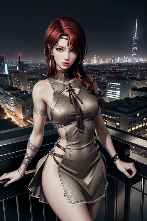 ((ultra detailed, masterpiece, absurdres))
<lora:LADanika:0.8>
LADanika, 1girl, red hair, looking at viewer, cityscape, at night, on top of a skyscraper, short dress