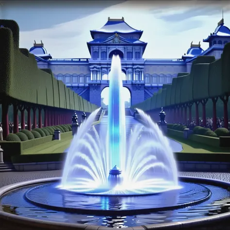 Imperial Palace Complex Outside a fountain with a statue in it in front of a building background