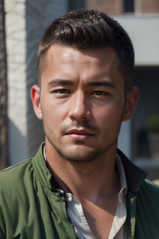 (photo_realistic:1.3),best quality,highres,ultra details,masterpiece,8K,UHD,close up,
1boy,QJ_Person,looking at viewer,30 years old,handsome rugged face,crew cut,facial_hair,short hair,black_hair,black_eyes,