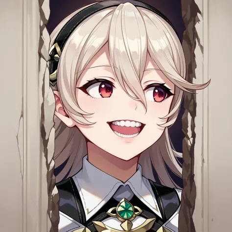 score_9, score_8_up, score_7_up, best quality, masterpiece, source_anime, zPDXL2, BREAK  , theshining, open mouth, smile, teeth, looking away, corrin_(fire_emblem) <lora:The_shining_meme:1.3>