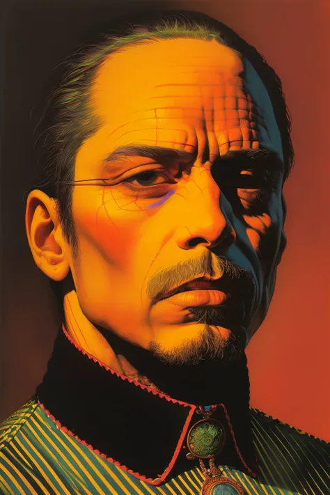 masterpiece,best quality,<lora:tbh332-:0.8>,illustration,style of Ed Paschke portrait of noble man