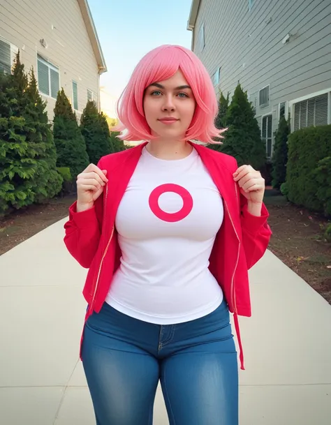 score_9,score_8_up,score_7_up,1girl,<lora:Linnea_MuscleMommyCosplays:1>,linneamusclemommycosplays,cosplay,looking at viewer,blonde hair,pink hair,jeans,tshirt,jacket,